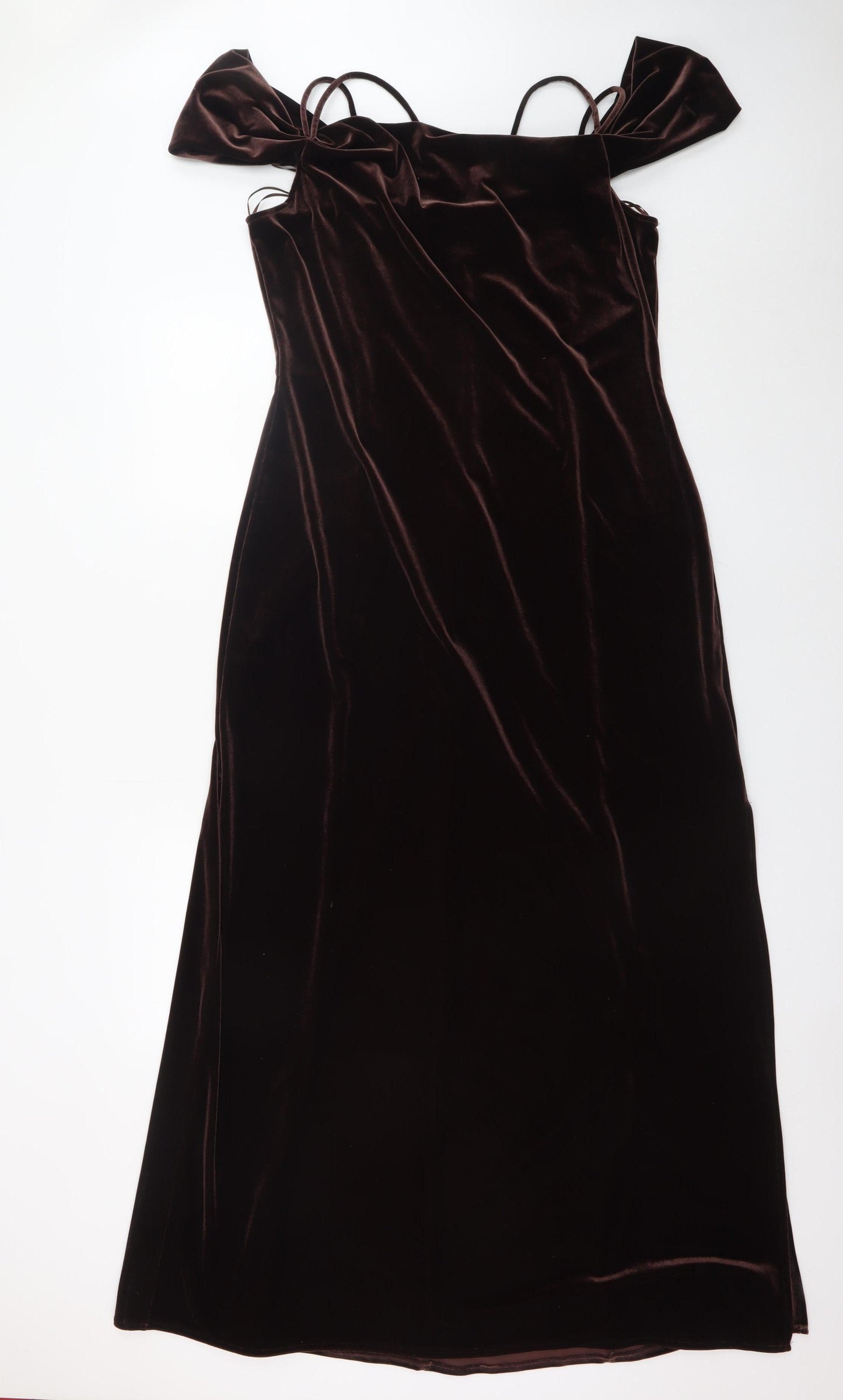 Ariella London Women Brown Velvet Off Shoulder Bodycon Dress UK 16