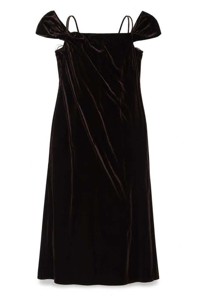 Ariella London Women Brown Velvet Off Shoulder Bodycon Dress UK 16