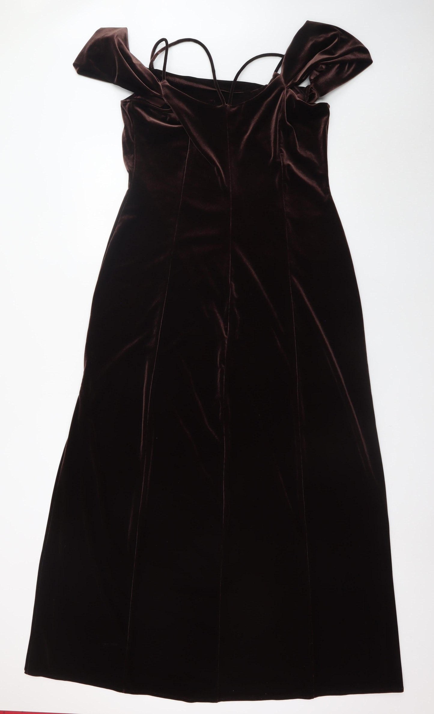 Ariella London Women Brown Velvet Off Shoulder Bodycon Dress UK 16