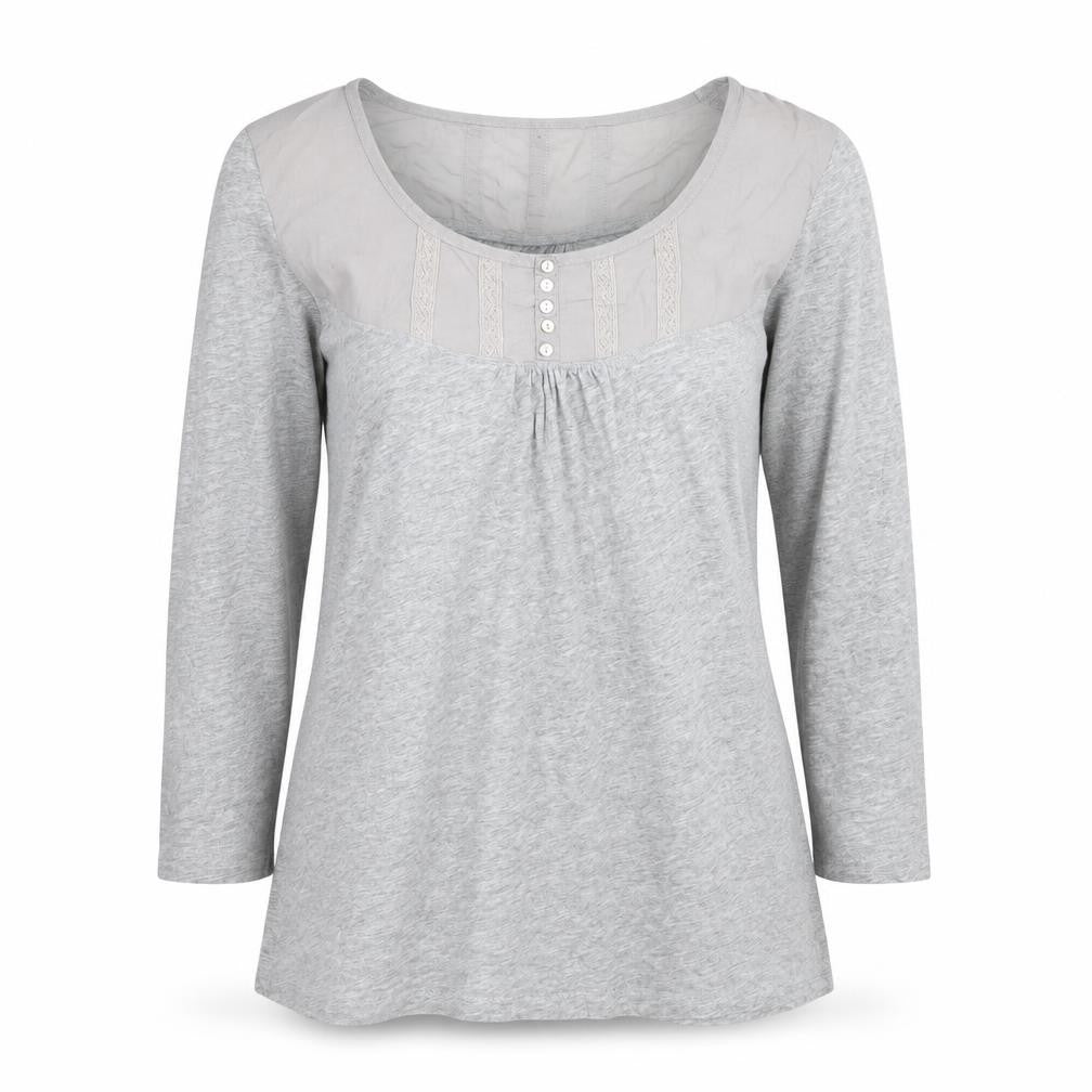 Front view of Marks & Spencer women’s grey 3/4 sleeve tunic blouse uk 8