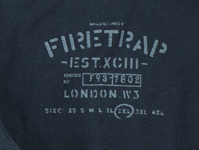 Firetrap Men's Black Short Sleeve Polo Shirt Size 2XL Cotton