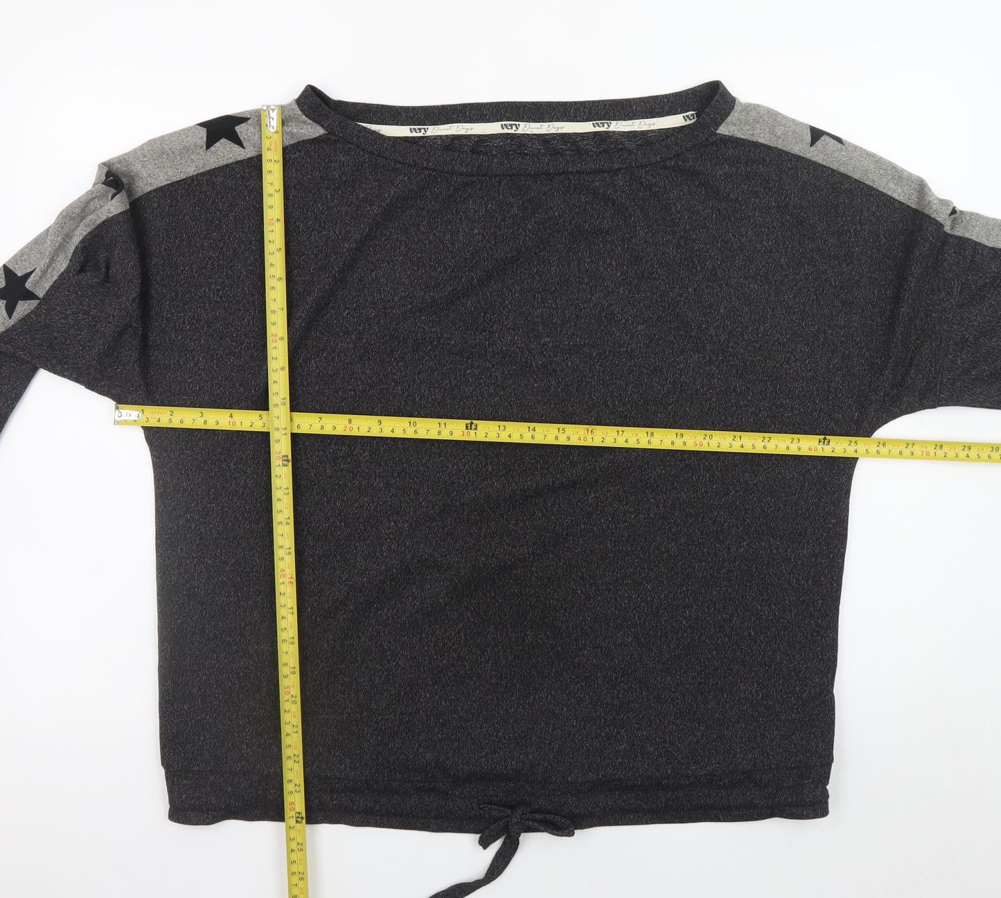 Very Women Grey Star Print Sweatshirt Size 16-18 Drawstring Hem