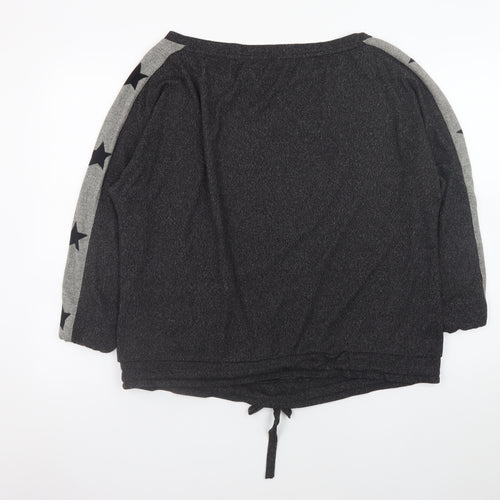 Very Women Grey Star Print Sweatshirt Size 16-18 Drawstring Hem