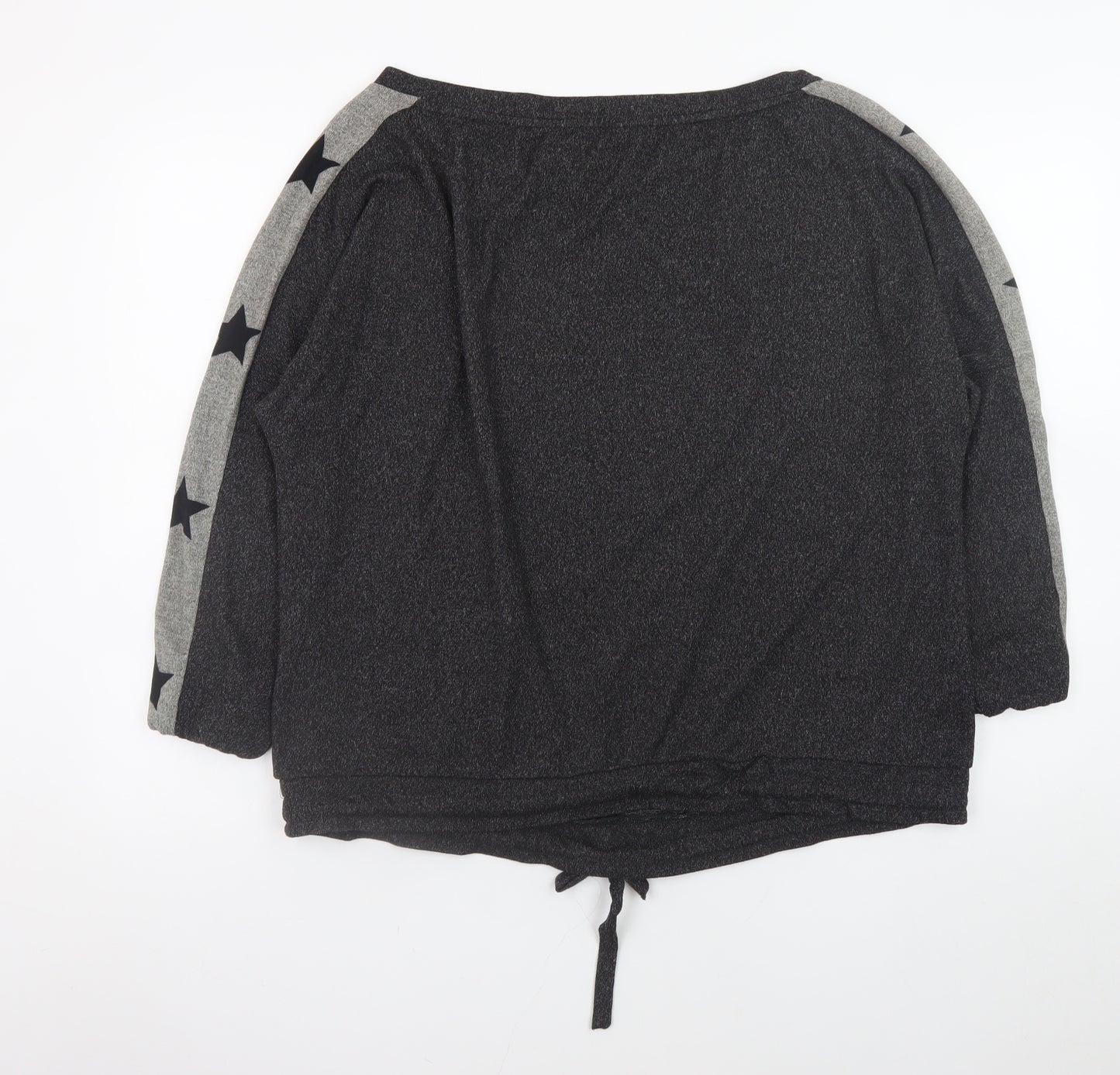 Very Women Grey Star Print Sweatshirt Size 16-18 Drawstring Hem