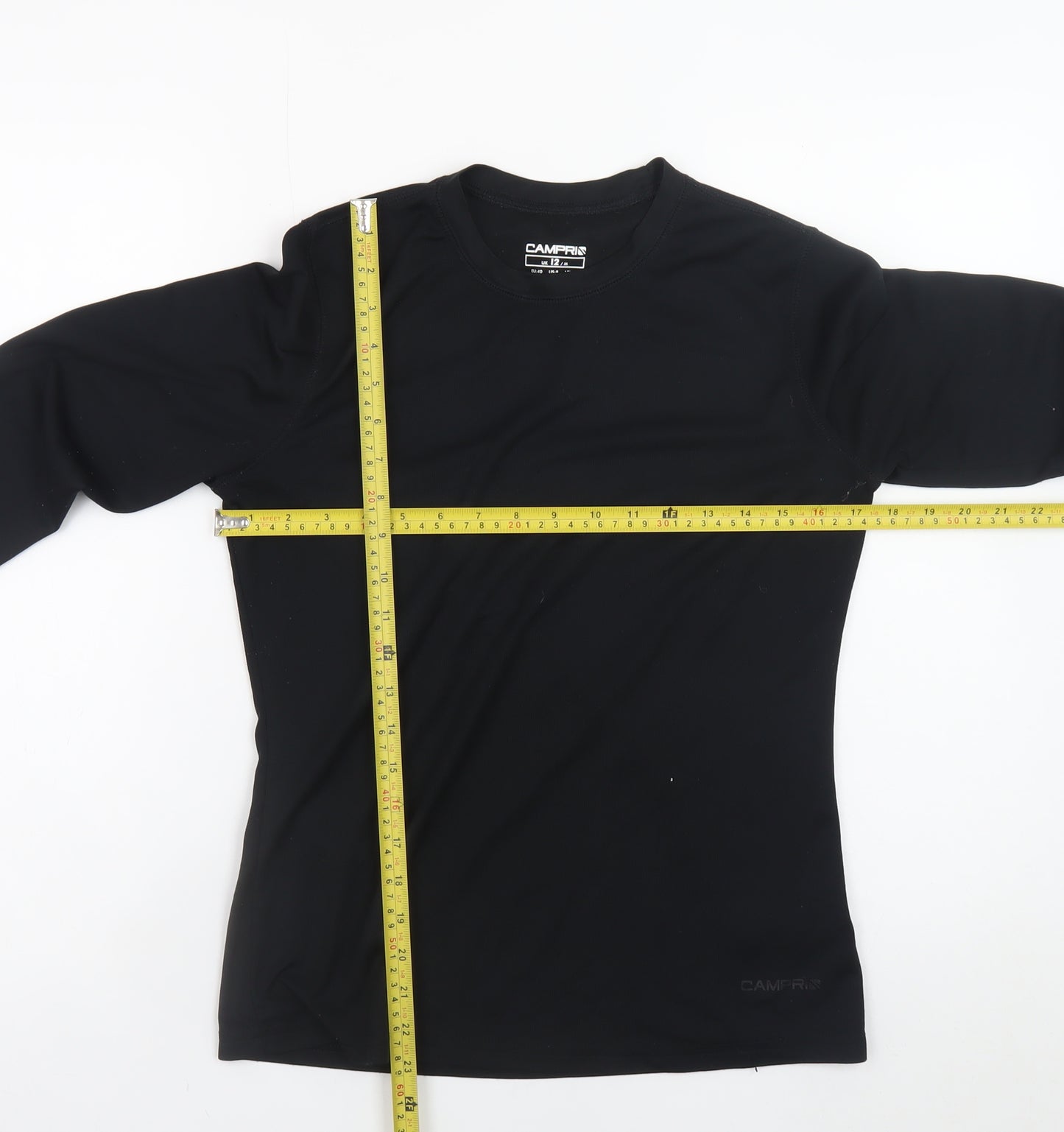 Campri Womens Black Long Sleeve Athletic Top Size 12 UK