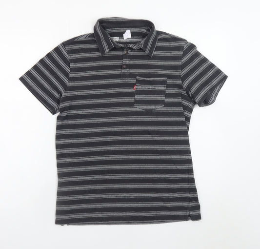 Levi's Men's Black Striped Polo Shirt Size S Classic Fit Casual