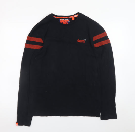 Superdry Men's Black Long Sleeve Crew Neck T-Shirt Medium