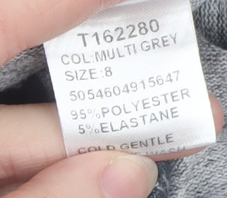 Izabel London Women’s Grey Floral Zip Jumper Size 8 High Neck
