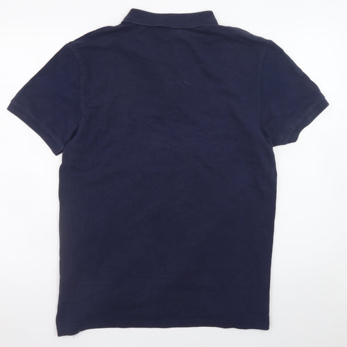 Next Men Blue Colourblock Cotton Polo Shirt L Regular Fit