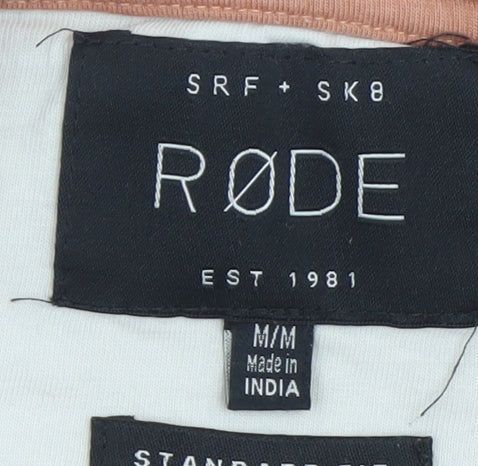 RØDE Mens Brown Striped Cotton Crew Neck T-Shirt Size M