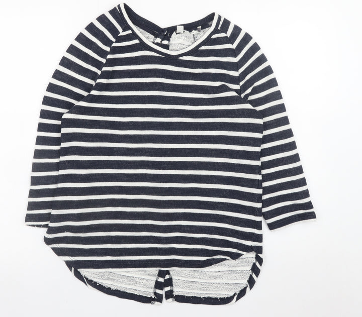 FatFace Womens Blue Striped 3/4 Sleeve Jersey T-Shirt Size 10