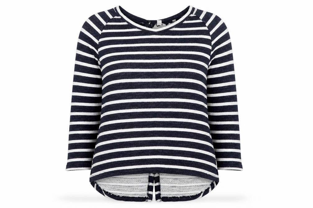 FatFace Womens Blue Striped 3/4 Sleeve Jersey T-Shirt Size 10