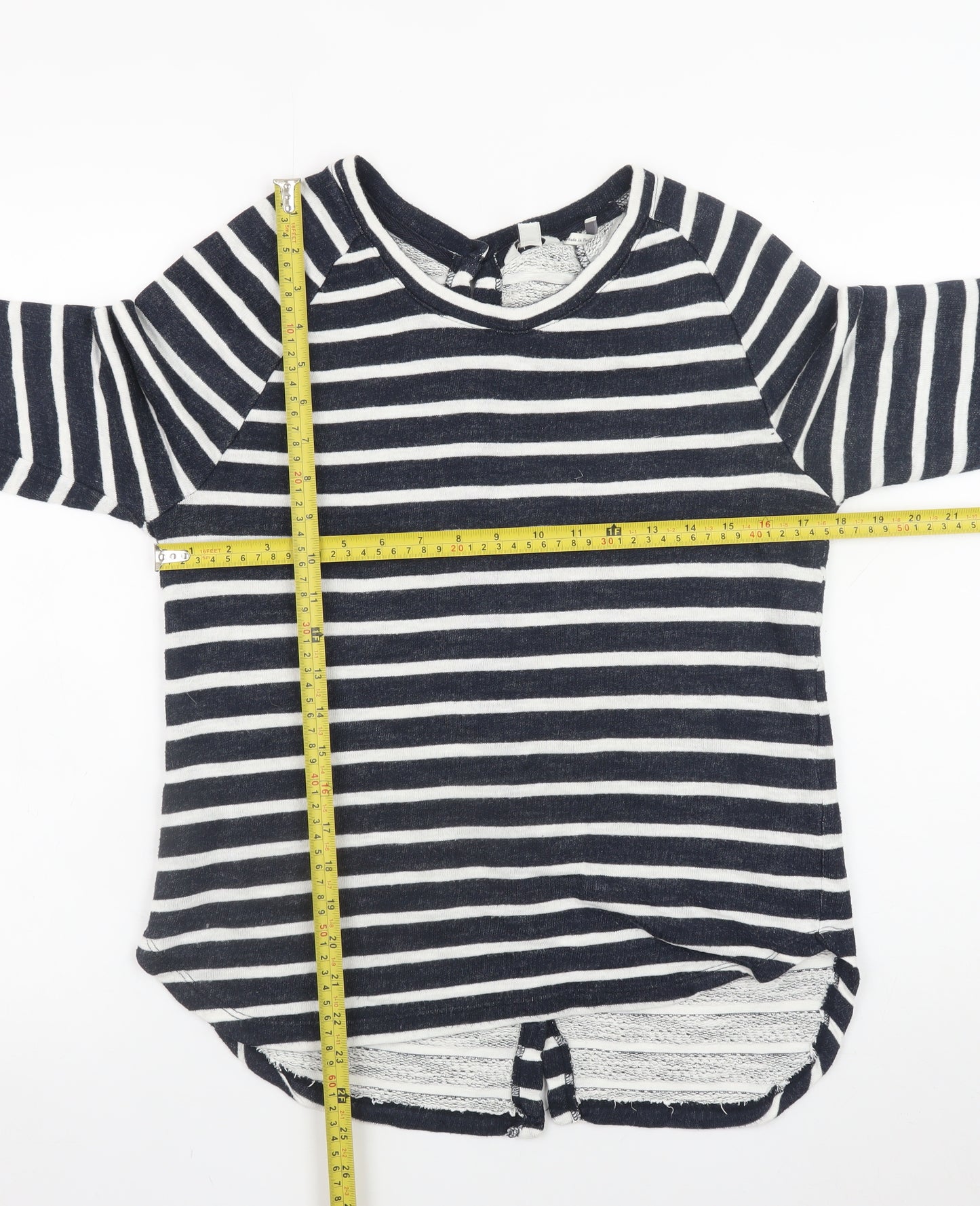 FatFace Womens Blue Striped 3/4 Sleeve Jersey T-Shirt Size 10