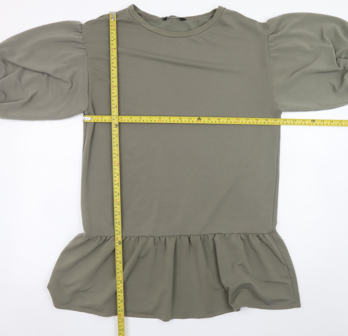 George Womens Khaki 12-14 Peplum Puff Sleeve Casual Dress