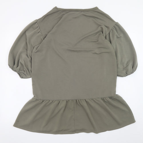 George Womens Khaki 12-14 Peplum Puff Sleeve Casual Dress