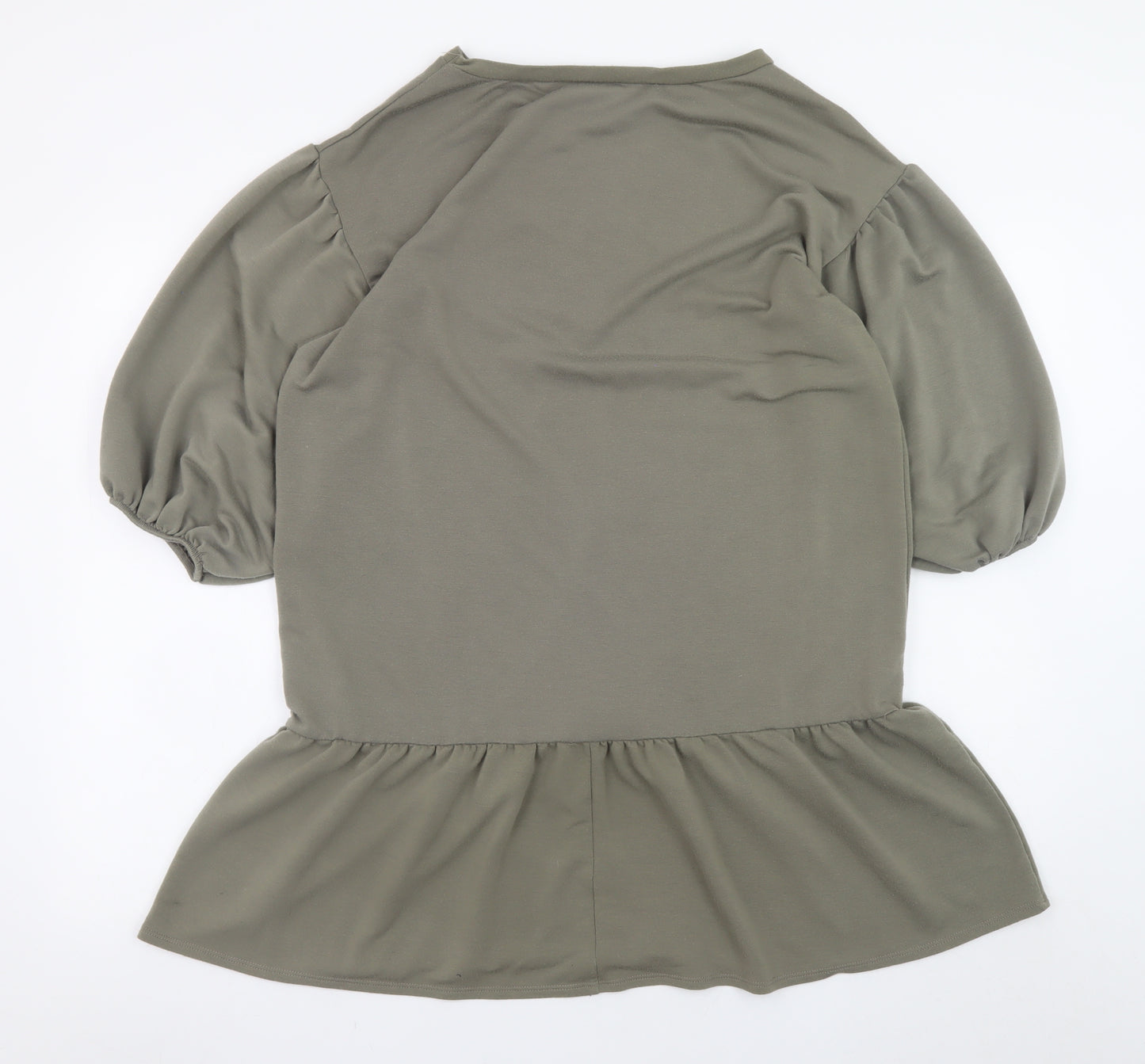 George Womens Khaki 12-14 Peplum Puff Sleeve Casual Dress
