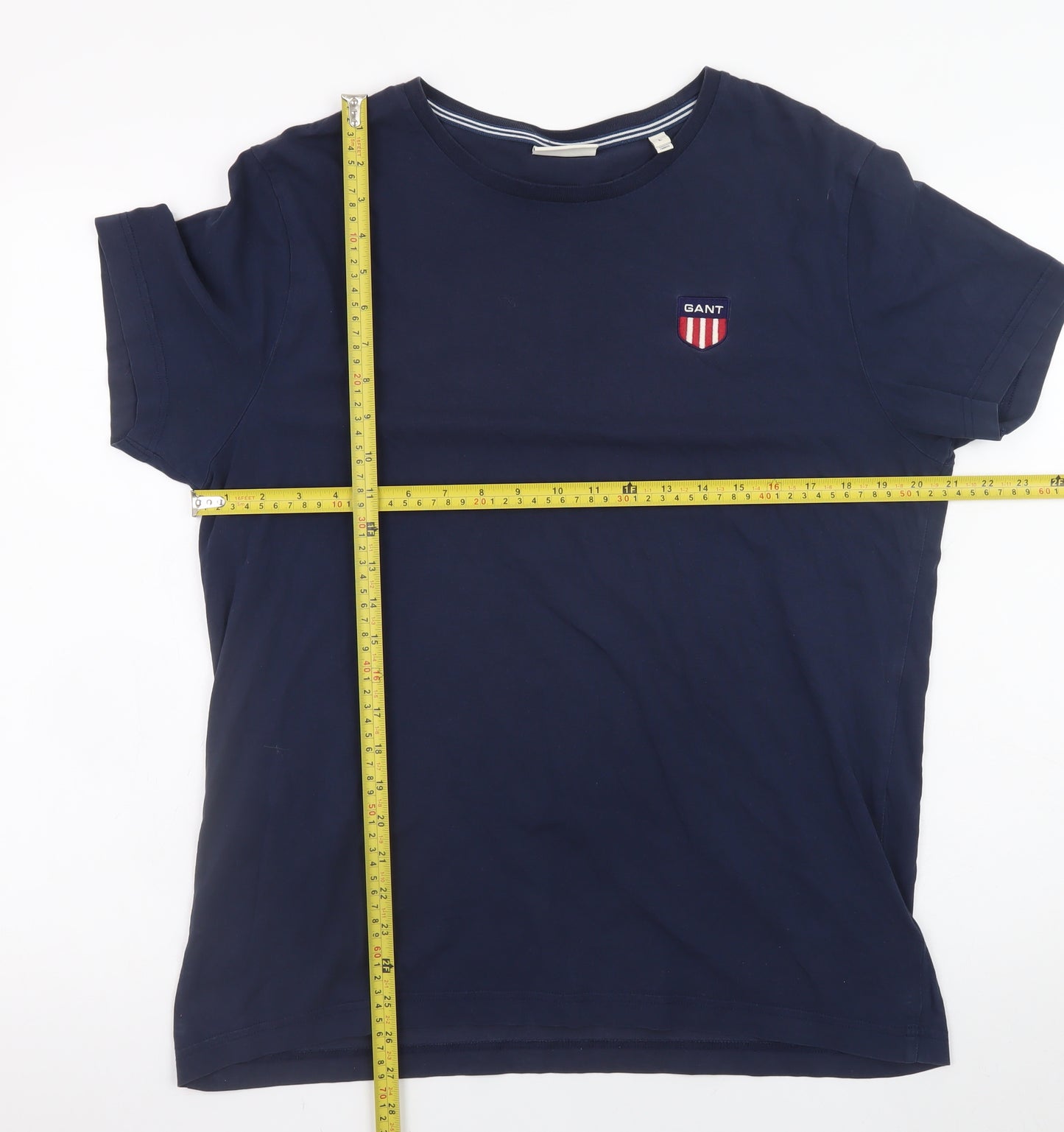 GANT Men's Blue Regular Fit Cotton Crew Neck Short Sleeve T-Shirt L