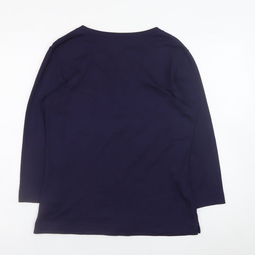 Spirit of the Andes Women Blue M Basic Henley 3/4 Sleeve Cotton Top