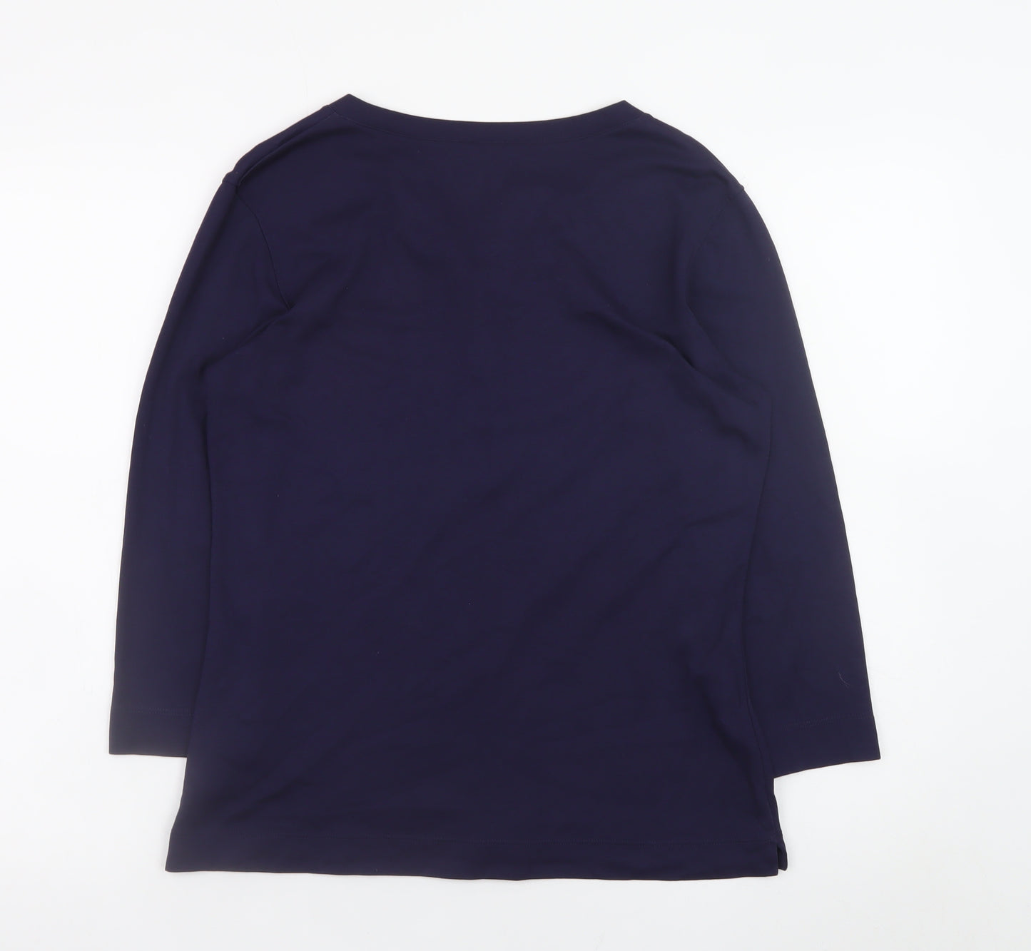 Spirit of the Andes Women Blue M Basic Henley 3/4 Sleeve Cotton Top