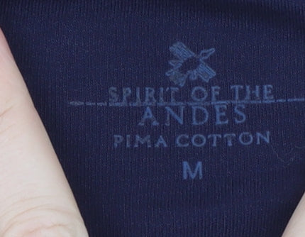 Spirit of the Andes Women Blue M Basic Henley 3/4 Sleeve Cotton Top