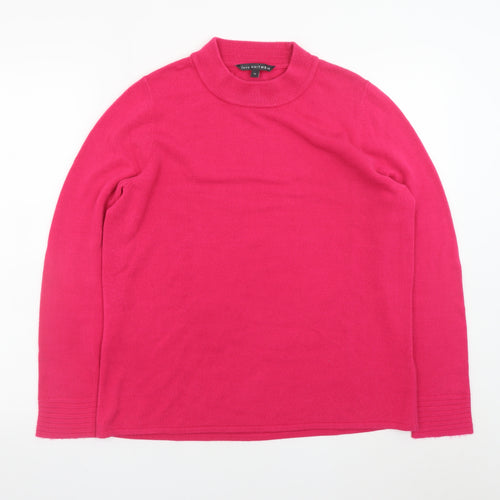 M&Co Womens Pink Mock Neck Knit Jumper Size 16