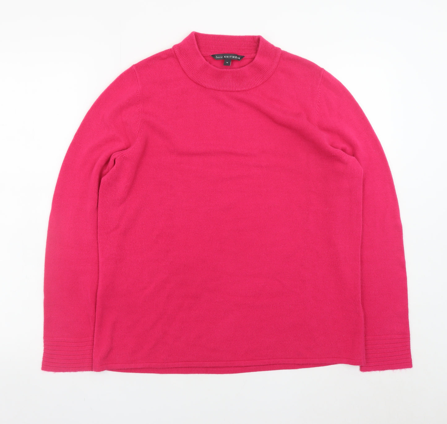M&Co Womens Pink Mock Neck Knit Jumper Size 16