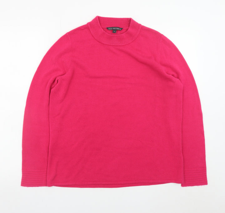 M&Co Womens Pink Mock Neck Knit Jumper Size 16