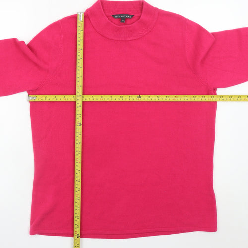 M&Co Womens Pink Mock Neck Knit Jumper Size 16
