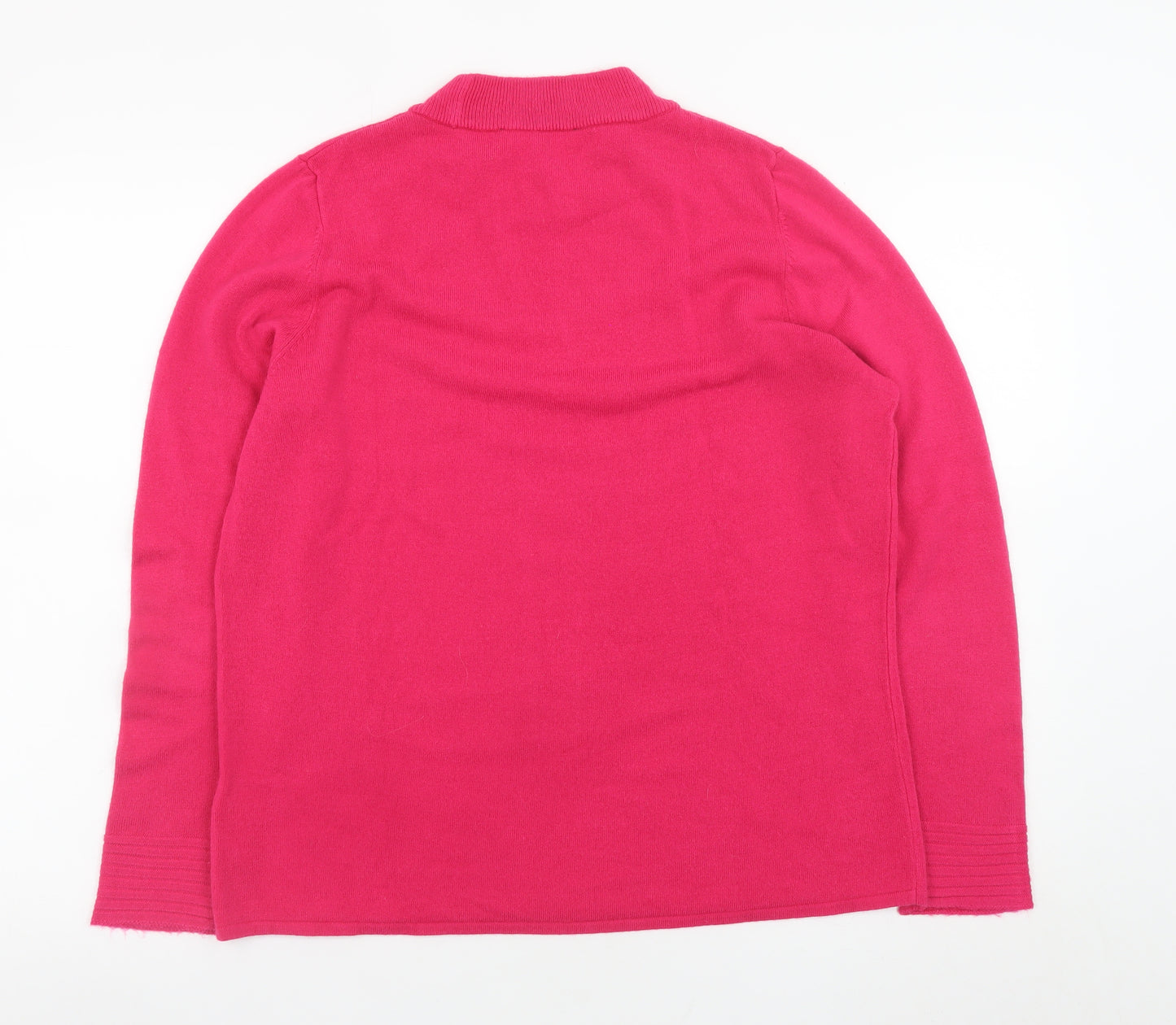 M&Co Womens Pink Mock Neck Knit Jumper Size 16