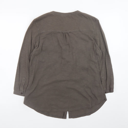 Tu Women’s Khaki Button-Up Blouse Size 14 100% Cotton Long Sleeve