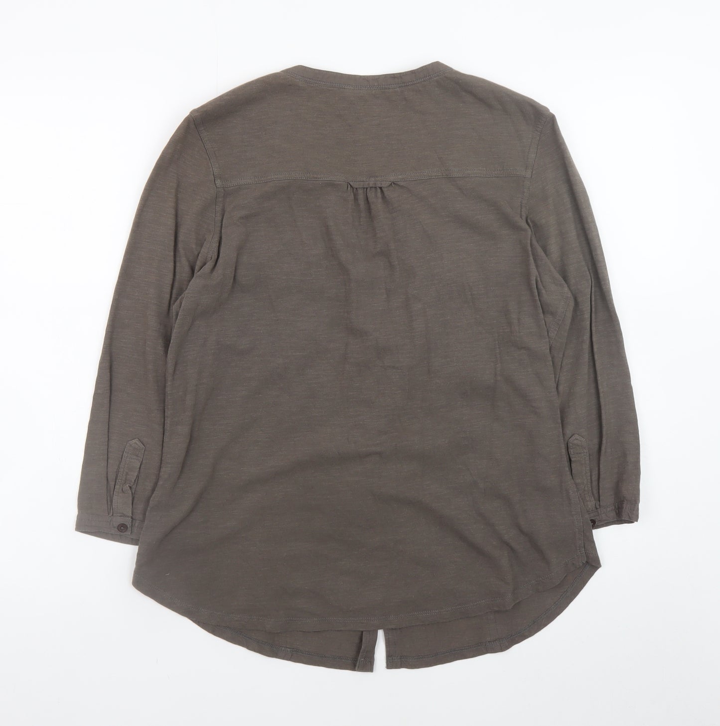 Tu Women’s Khaki Button-Up Blouse Size 14 100% Cotton Long Sleeve