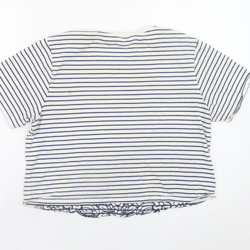 Miss Selfridge Women’s White Striped Cropped T-Shirt Size 14