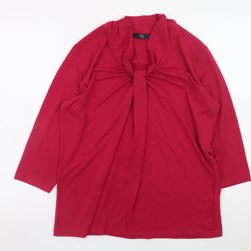 Isle Collection Women's Red Long Sleeve Knot Neck Top Size M