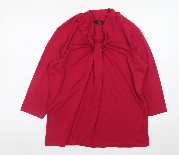 Isle Collection Women's Red Long Sleeve Knot Neck Top Size M