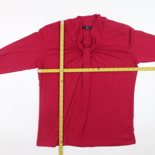 Isle Collection Women's Red Long Sleeve Knot Neck Top Size M
