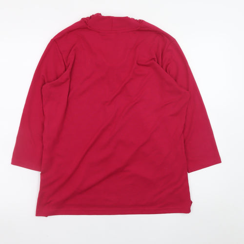 Isle Collection Women's Red Long Sleeve Knot Neck Top Size M