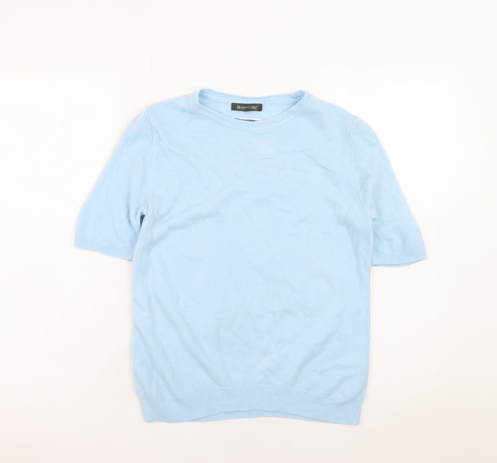 Bonmarché Women Blue Size 10 Acrylic Short Sleeve Pullover Jumper