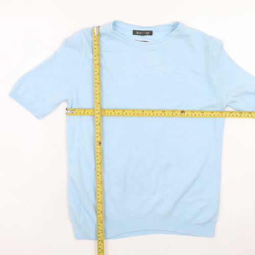Bonmarché Women Blue Size 10 Acrylic Short Sleeve Pullover Jumper