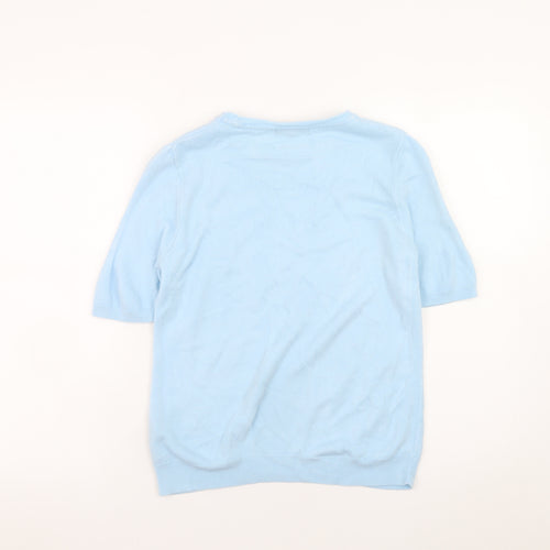 Bonmarché Women Blue Size 10 Acrylic Short Sleeve Pullover Jumper