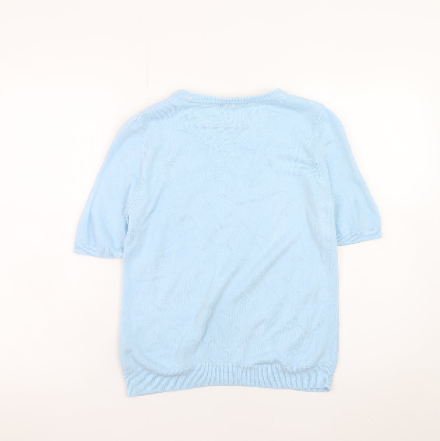 Bonmarché Women Blue Size 10 Acrylic Short Sleeve Pullover Jumper
