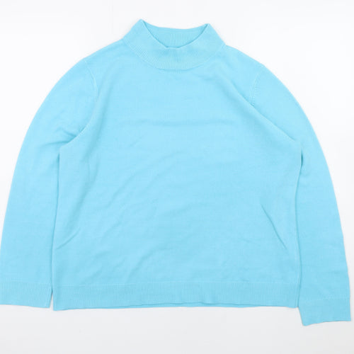 BHS Women’s Blue Petite Size 16 Mock Neck Acrylic Jumper