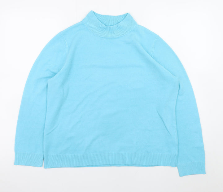 BHS Women’s Blue Petite Size 16 Mock Neck Acrylic Jumper