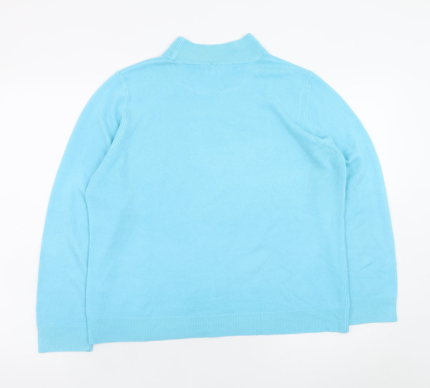 BHS Women’s Blue Petite Size 16 Mock Neck Acrylic Jumper