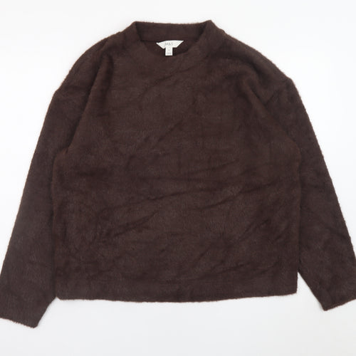Marks and Spencer Women Brown Fluffy Knit Crew Neck Pullover Jumper M