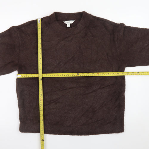 Marks and Spencer Women Brown Fluffy Knit Crew Neck Pullover Jumper M