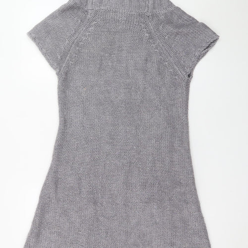 E-vie Women Grey Size 16 Jumper Dress Roll Neck Knit
