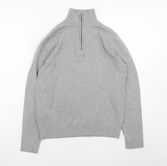MNG Men's Grey 1/2 Zip High Neck Knit Sweatshirt Size S