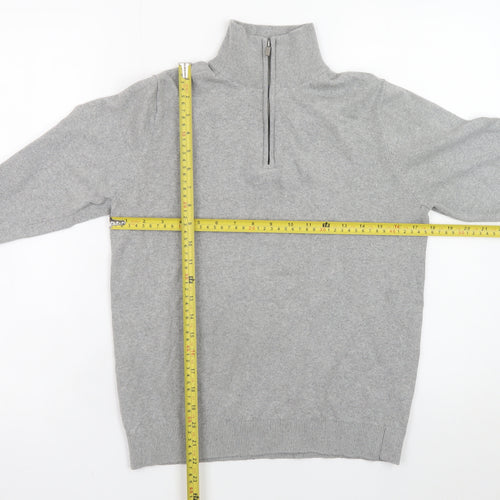 MNG Men's Grey 1/2 Zip High Neck Knit Sweatshirt Size S