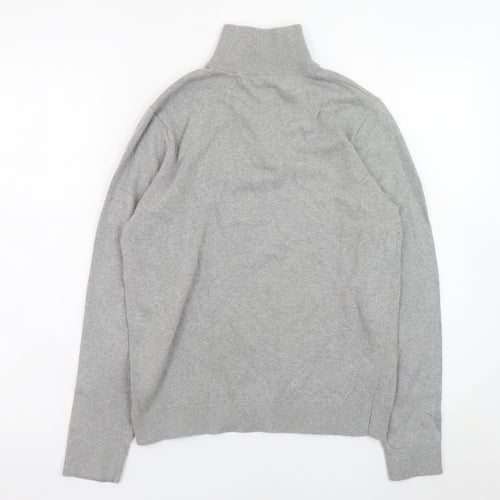 MNG Men's Grey 1/2 Zip High Neck Knit Sweatshirt Size S