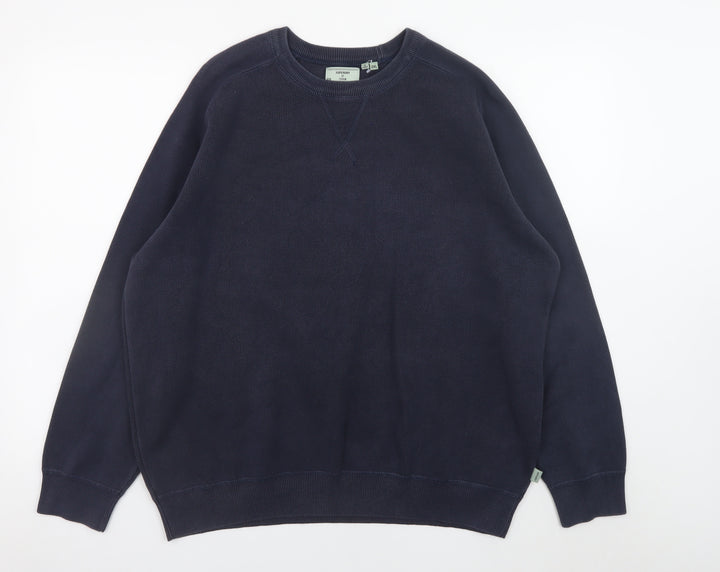 Superdry Mens Blue 2XL Crew Neck Cotton Pullover Jumper